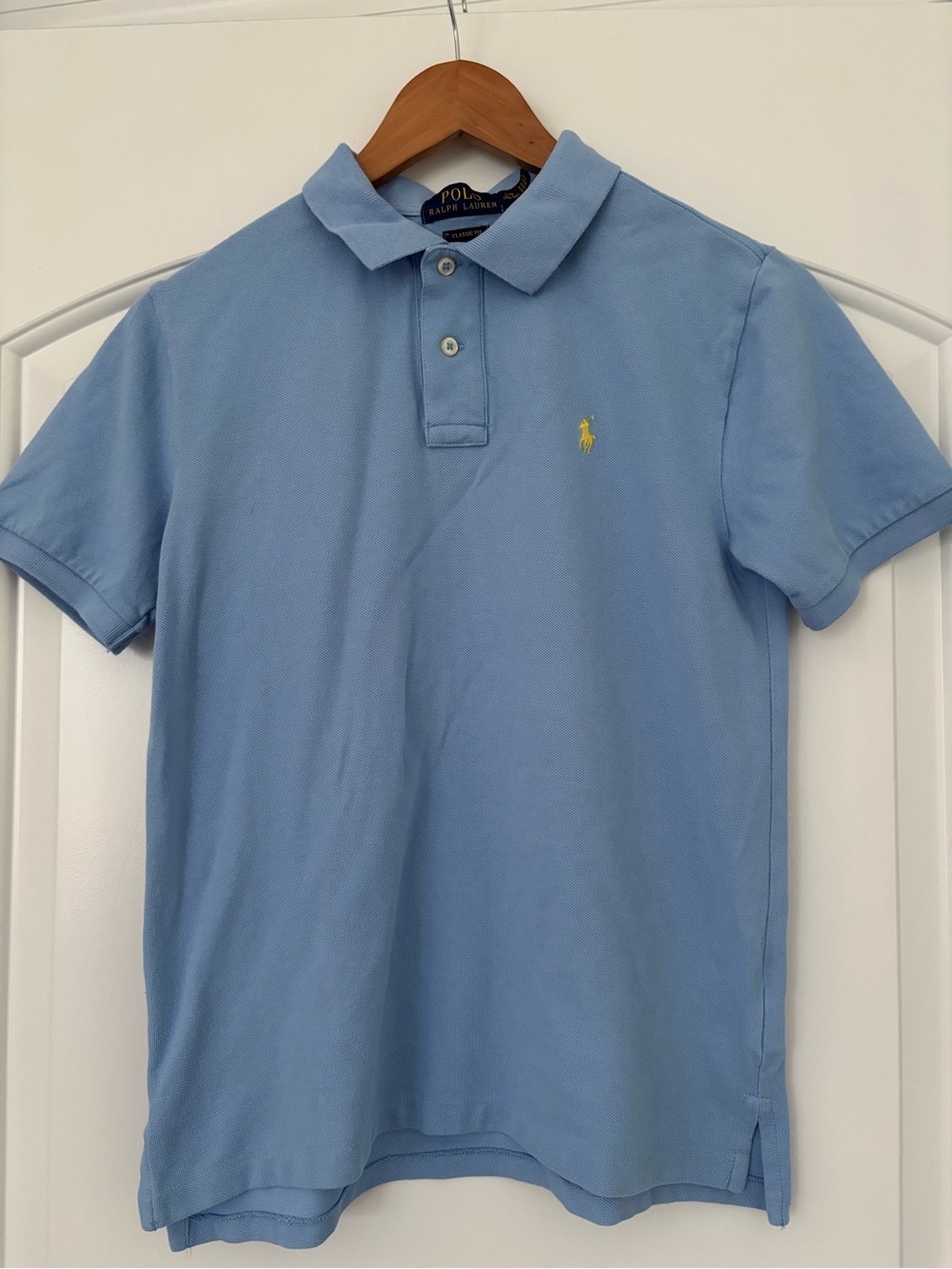 Polo Ralph Lauren Boys Classic Fit Mesh Polo Shirt Light Blue Yellow Pony 14/16